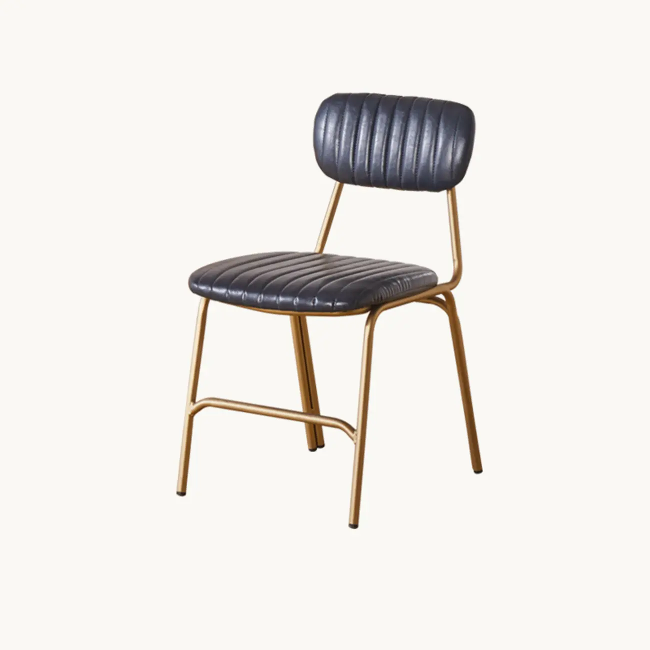 Modern Metal Frame Faux Leather Open Back Dining Chair