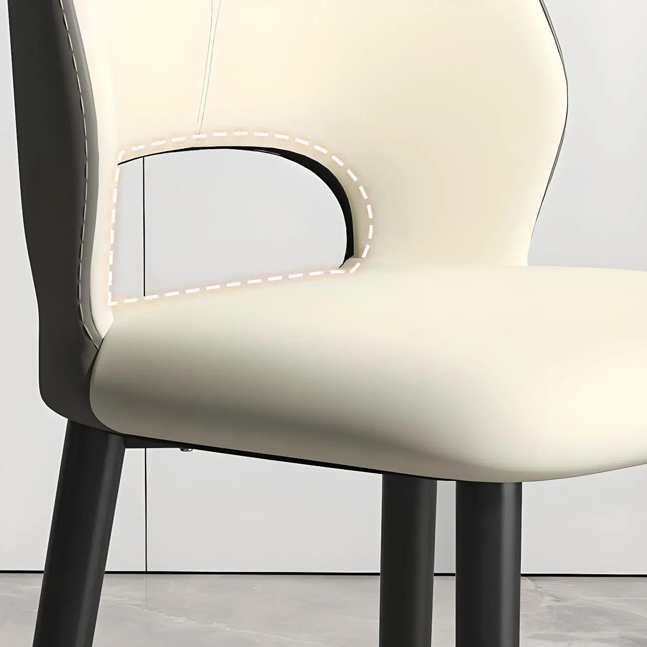 Faux Leather Wingback Metal Legs Dining Chairs