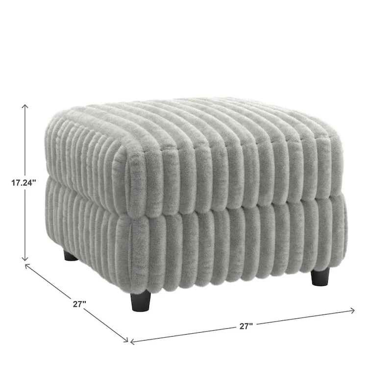 Veyron Furry Channel Fabric Down-filled L-Shape 4-Seat Modular Sectional Sofa with Ottoman by iNSPIRE Q Modern