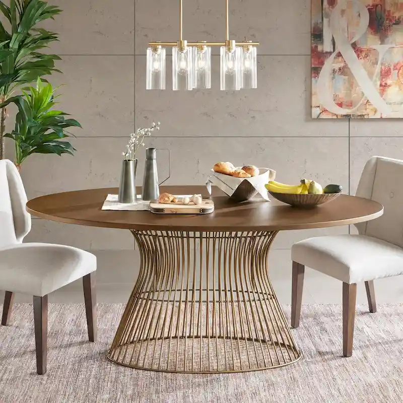 Bronze-Colored Oval Dining Table