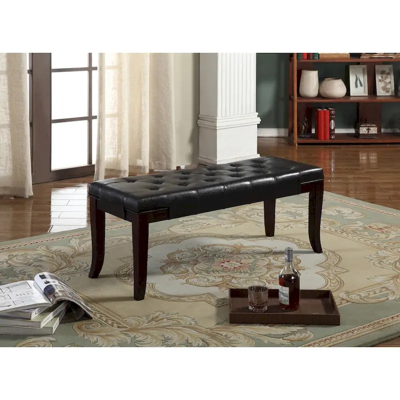 Bloodroot Linon Tufted Ottoman Bench