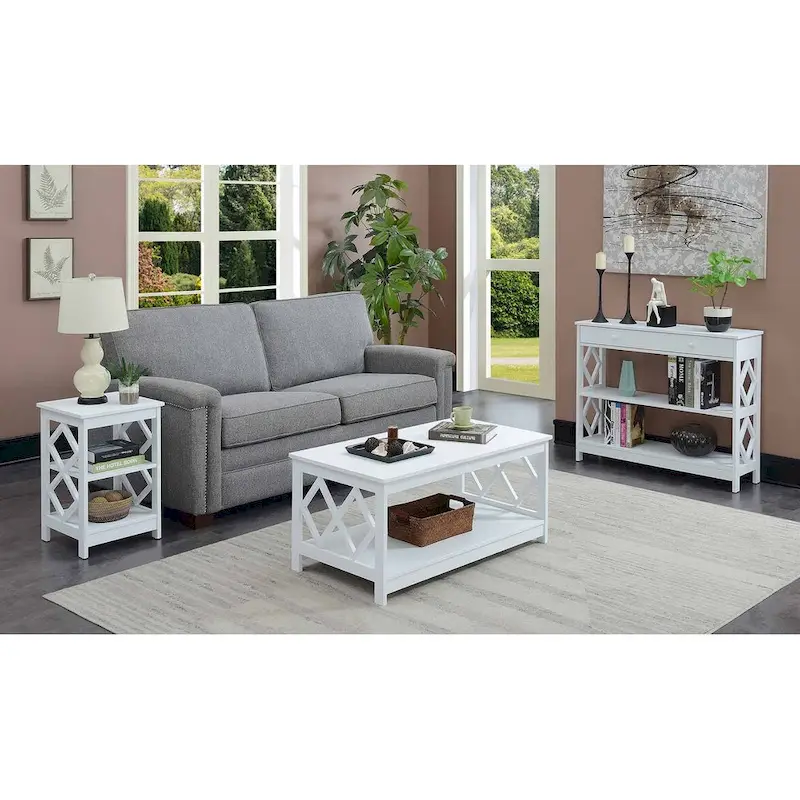 Convenience Concepts Diamond 1 Drawer Console Table with Shelves