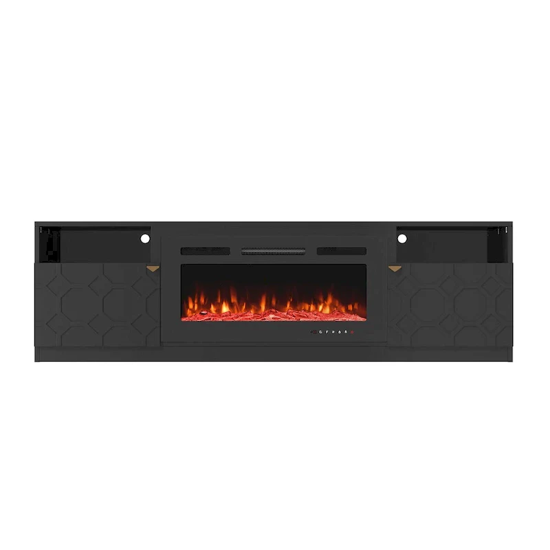 Clihome 36 Electric Fireplace High Gloss 70 TV Stand