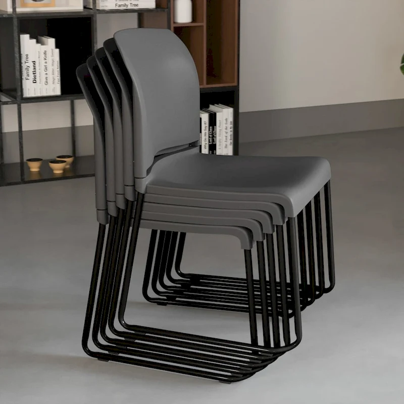 880 lb. Capacity Full Back Contoured Stack Chair with Powder Coated Sled Base