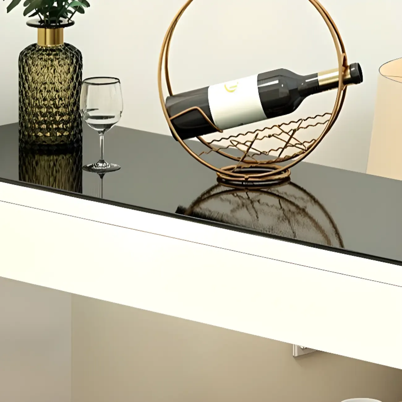 Modern Black-White Wooden Asymmetrical Shelves Bar Tables