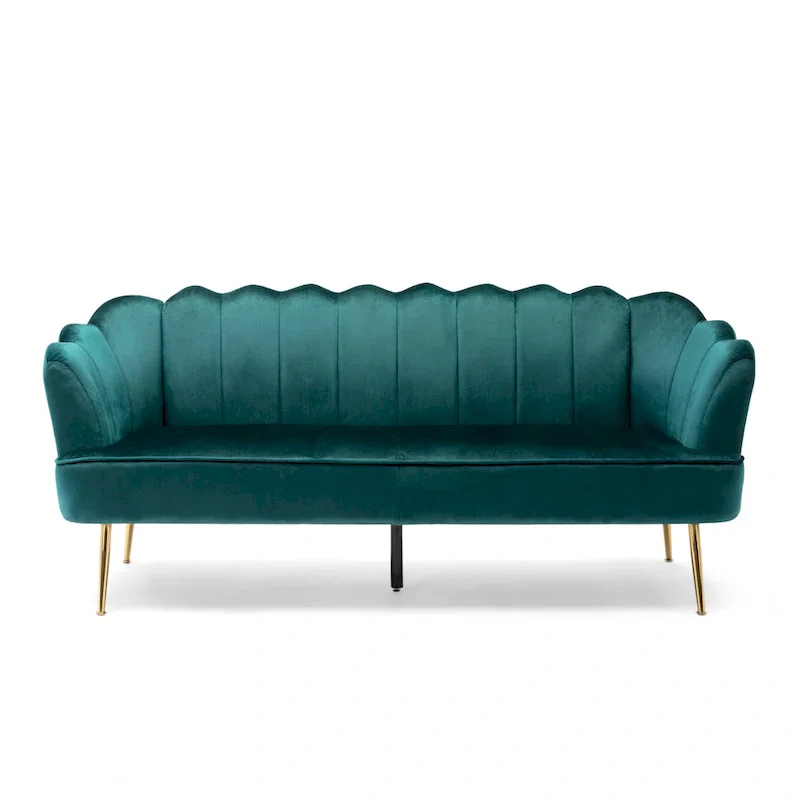 Reitz Glam Velvet Shell 3 Seater Sofa by Christopher Knight Home - 76.25 L x 29.25 W x 33.50 H