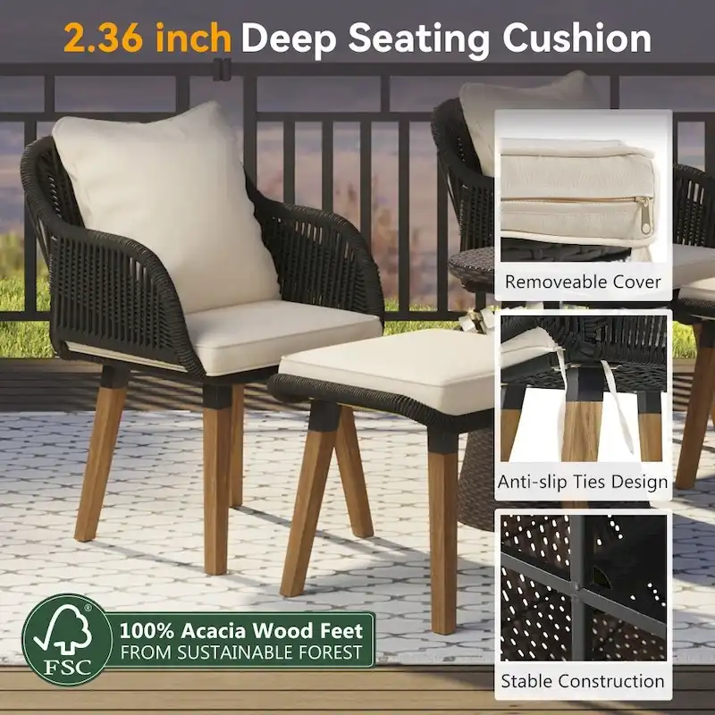 5 Pieces Patio Furniture Chair Sets, Patio Conversation Set