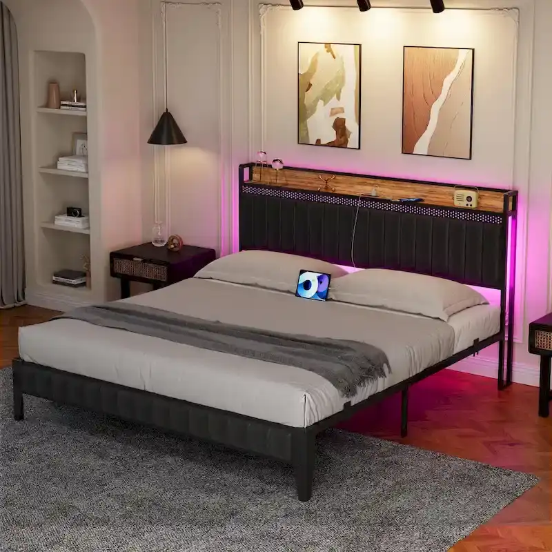 Bed Frame with Charging Station