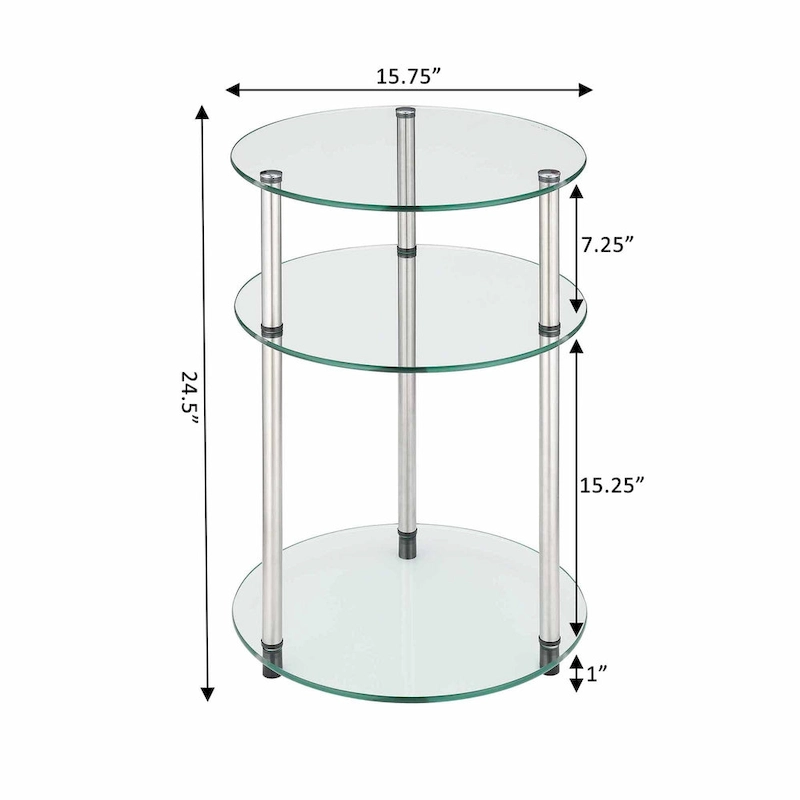 Convenience Concepts Designs2Go Classic Glass 3 Tier Round Table