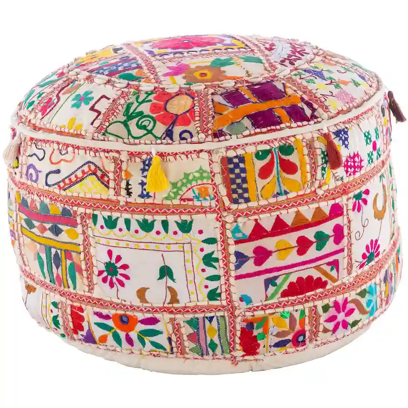 Geometric Acle Round Cotton 22-inch Pouf