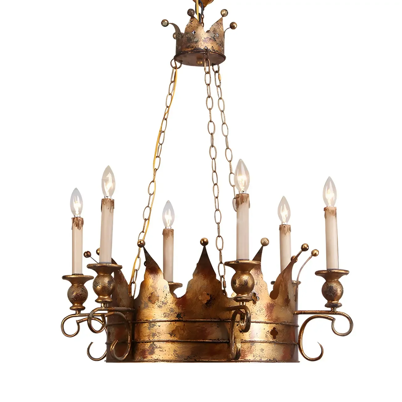 Gold Crown Iron Structure Royal Style Chandelier