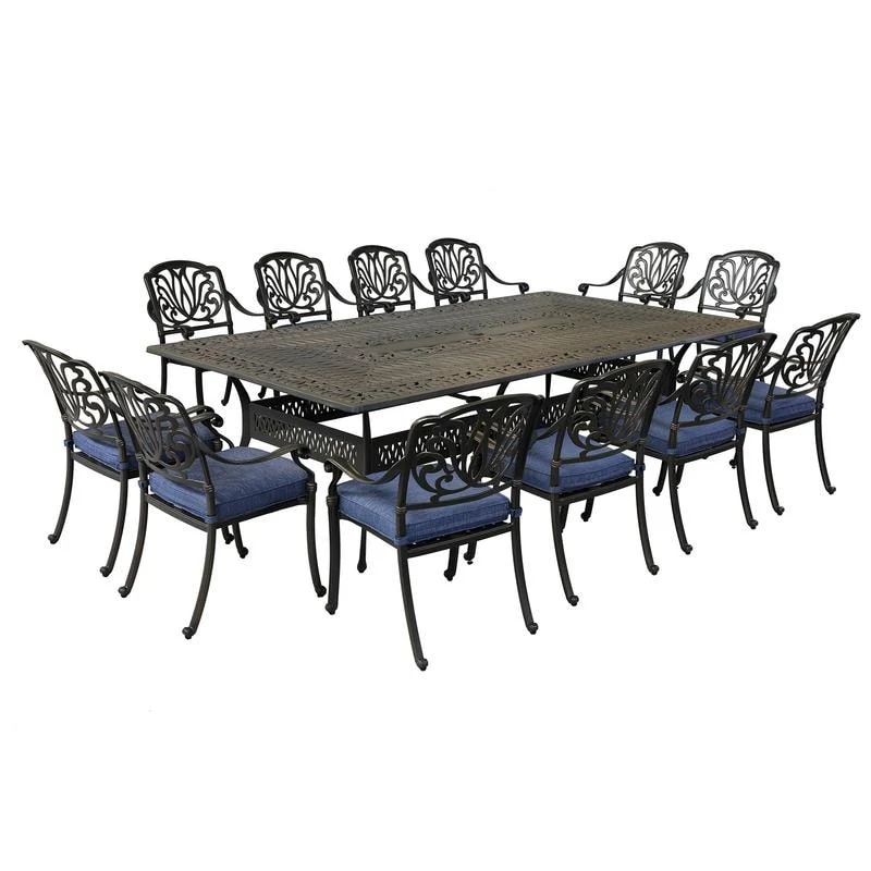 Manasquan 13-piece Gunmetal Aluminum Dining Set by Havenside Home