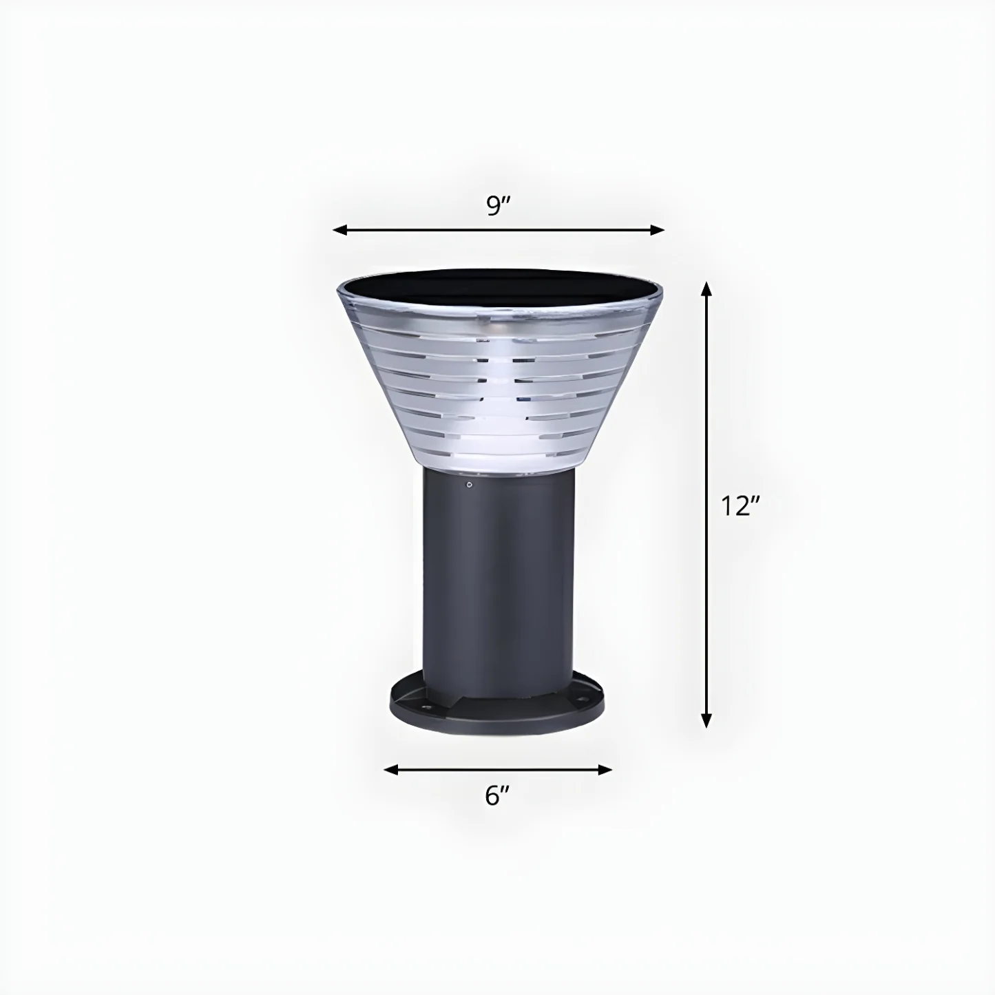 Modern Solar Pillar Conical Metal Landscape Lighting