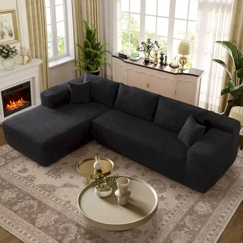 OVIOS Pit Stripes No Assembly Required Chaise Sofa