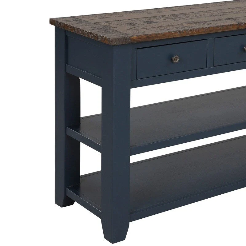 Console Table with 3 Drawers and 2 Open Shelves