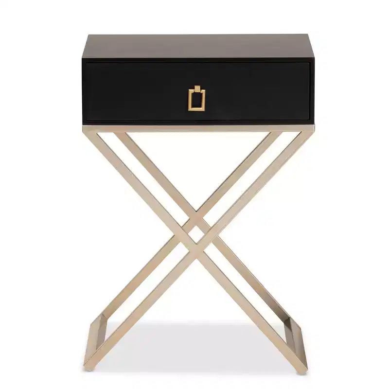 1 Drawer Patricia Brass Tone Metal Nightstand - Baxton Studio