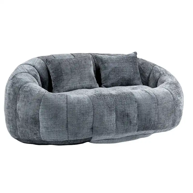 Gray Modern 59 Chenille Loveseat Chaise Lounge Chair