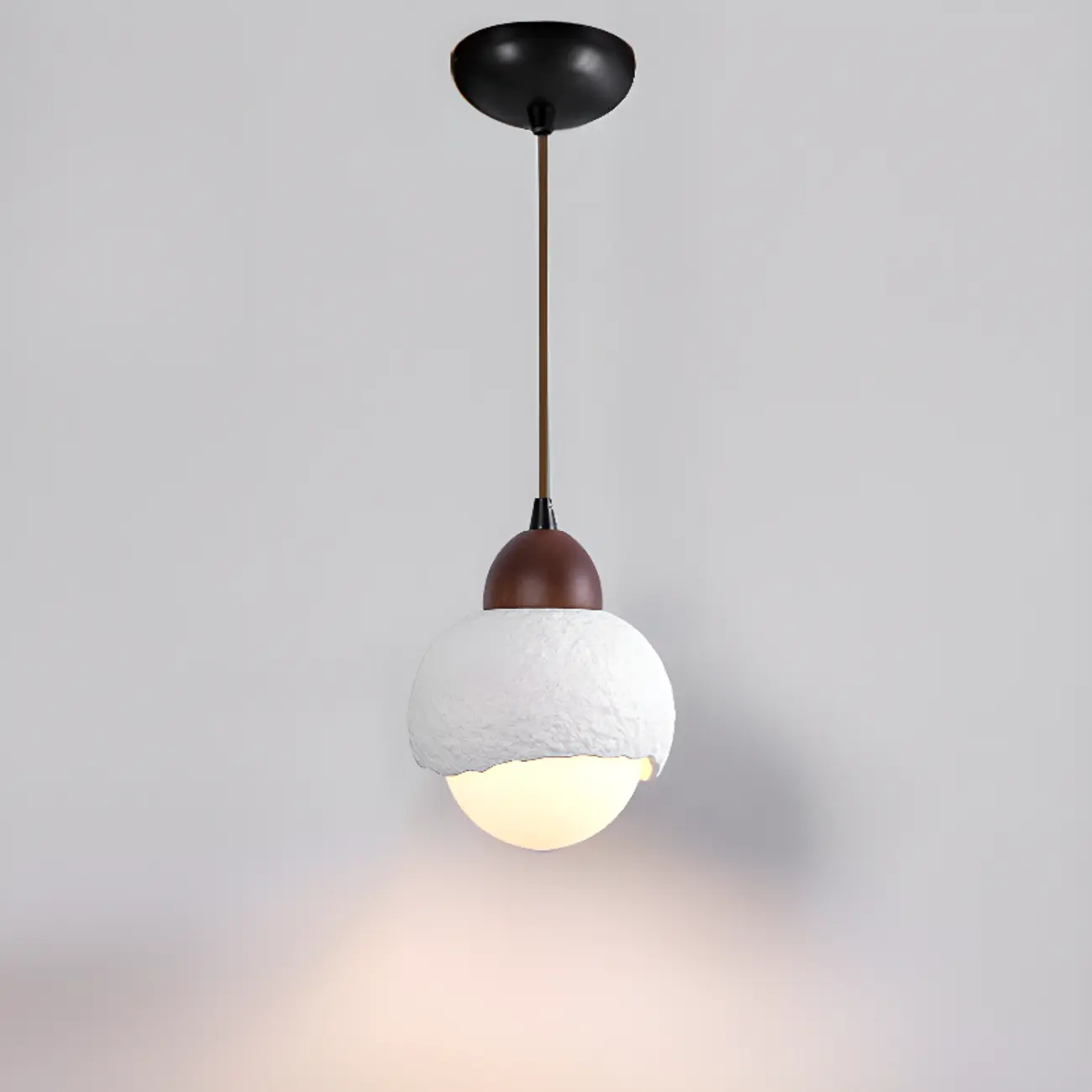 Modern Wood Ceramic Hanging Globe Pendant Light