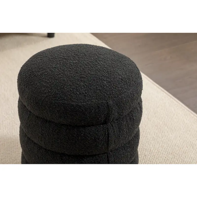 Soft Velvet Round Ottoman Footrest Stool