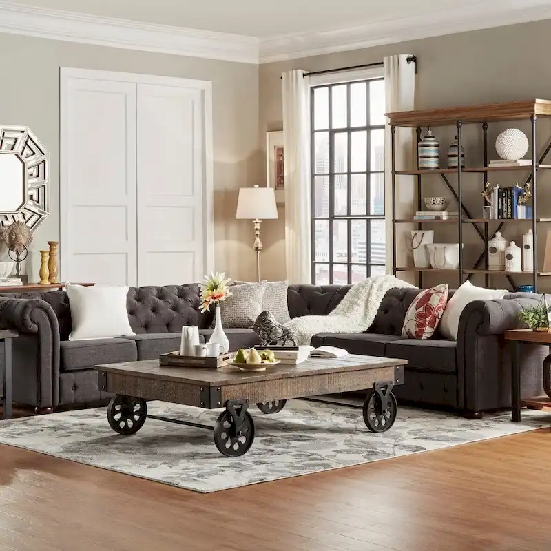 Knightsbridge Chesterfield L-shaped Sectional by iNSPIRE Q Artisan