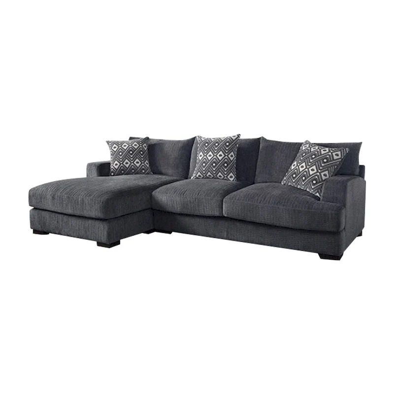 L-Shaped Chenille Upholstered Sectional Sofa in Gray