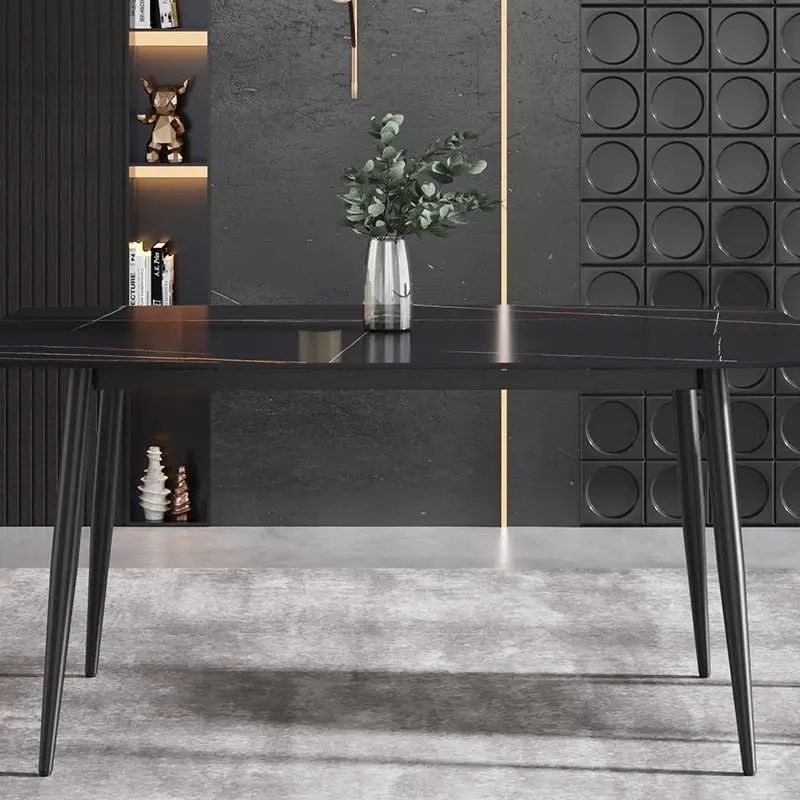 63 Modern Dining TableSintered Stone Tabletop with Black Base