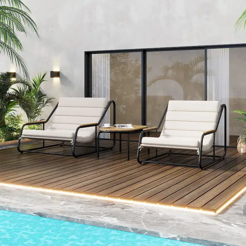 Outdoor Chaise Lounge Chairs Set of 3