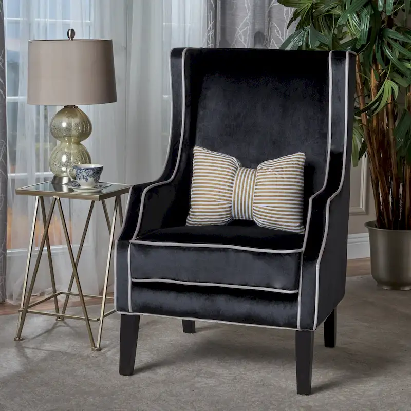 25.9 High Back Velvet Club Chair with Wide Backrest