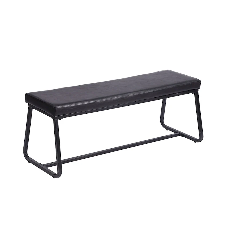 Home Remy Entryway Bench, PU Leather Upholstery, Iron Legs