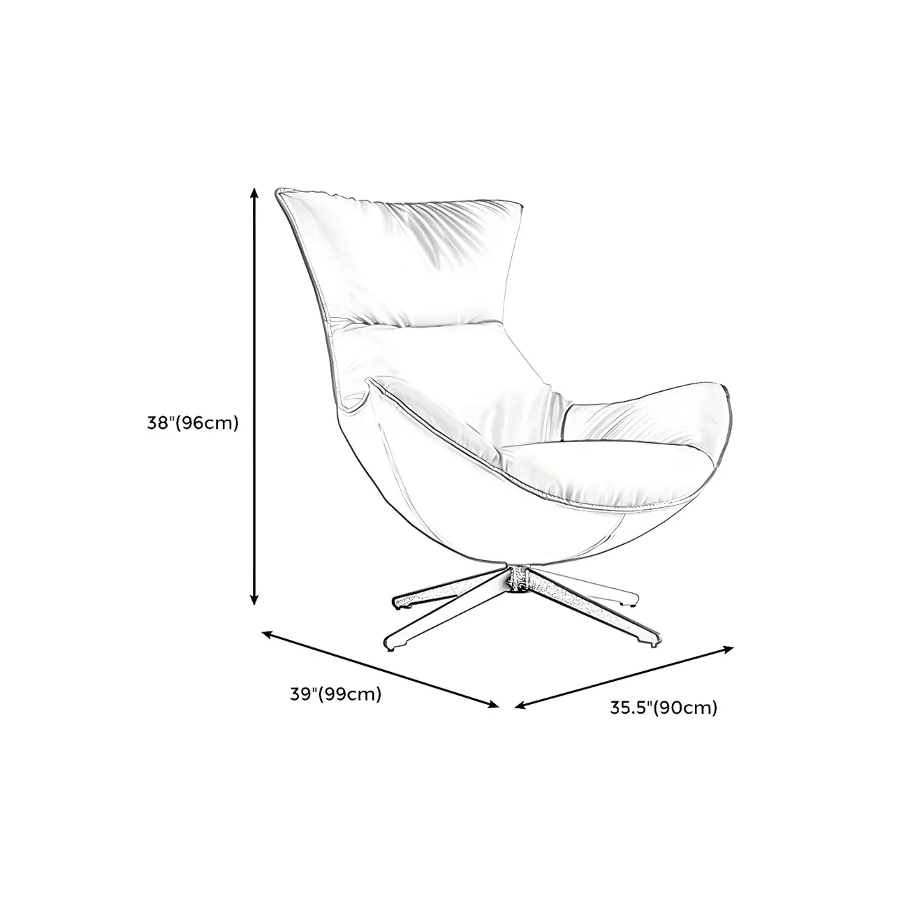 Modern Leather Brown Lounge Chair with Ottoman