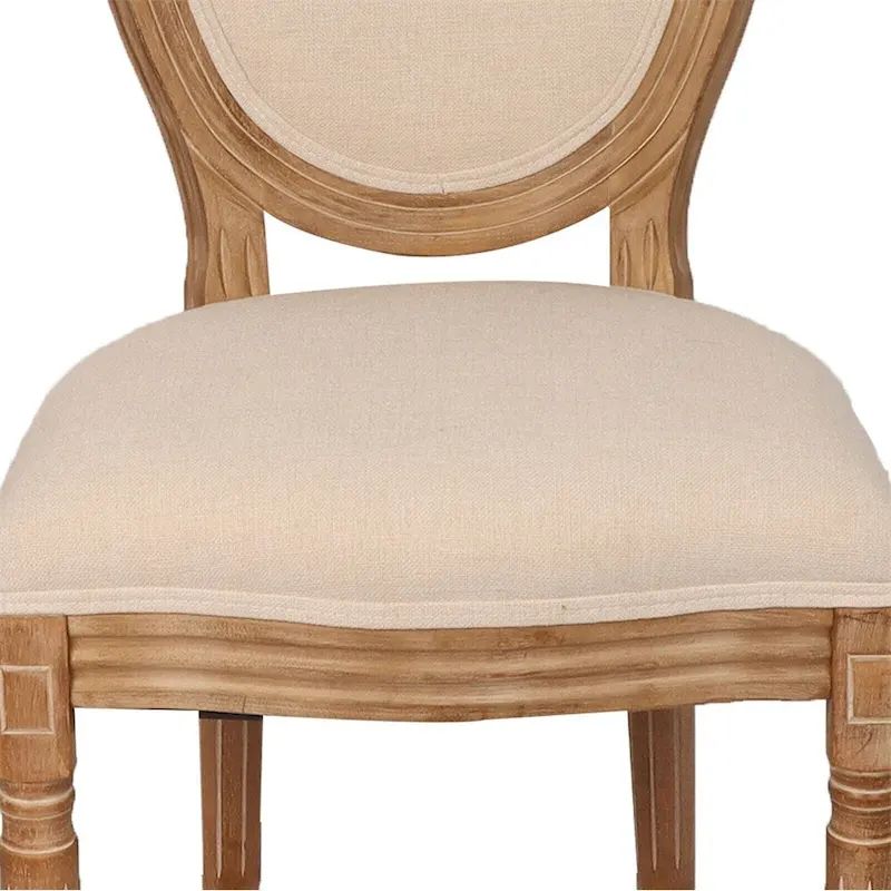 French Country Dining Chairs with Round Back Set of 2,Solid Wood Legs