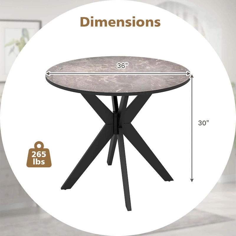 Costway Round Dining Table 36  Faux Marble Tabletop Rubber Wood Legs - See Details