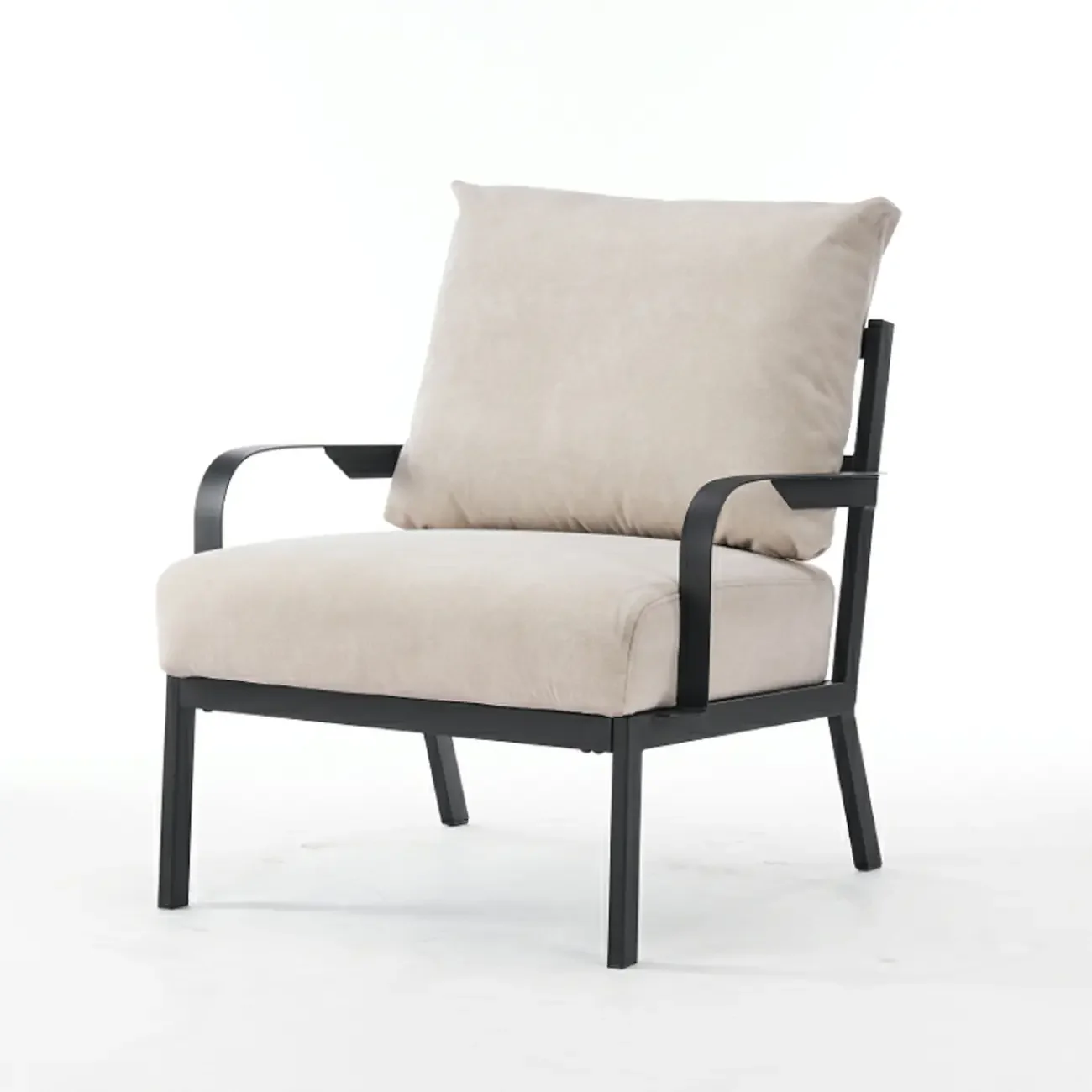 Modern Fabric Metal Arm Chair Beige Ergonomic Design