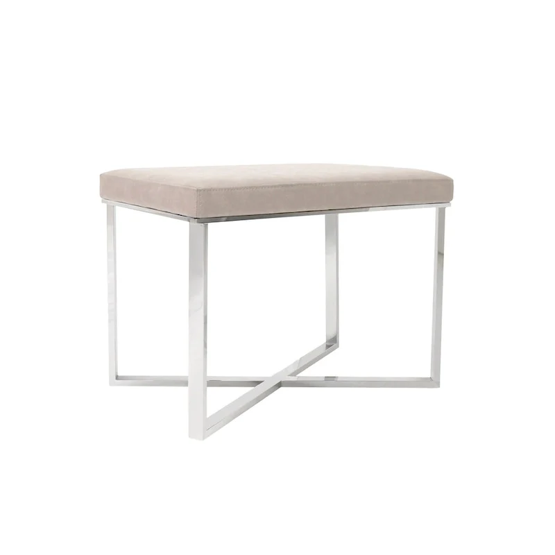 Pasargad Home Luxe Stool with Stainless Steel Base