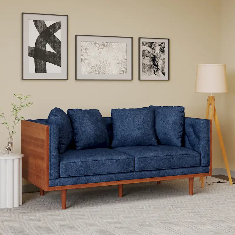 Tufted Loveseat with Accent Pillows