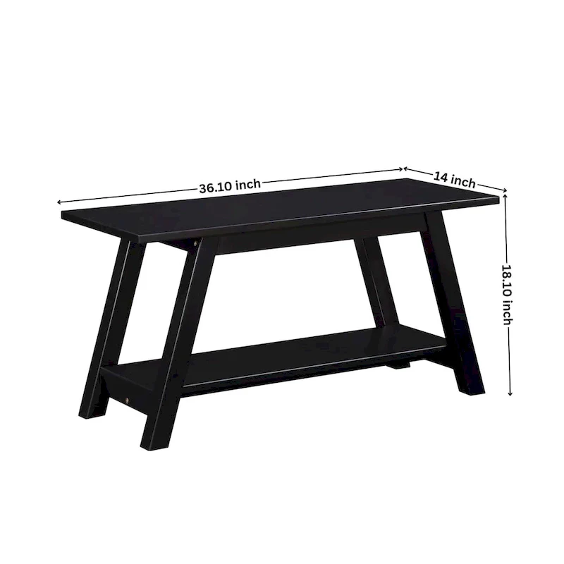 Roundhill Furniture Elyz Solid Wood Bench with Shelf, White