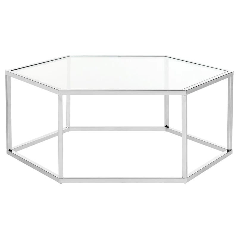 SAFAVIEH Kaycee Glass Chrome Hexagon Coffee Table - 36.2 x 31.5 x 13.8 - 36Wx32Dx14H
