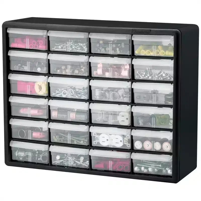 Black 24-Drawer Plastic Storage Organizer Cabinet