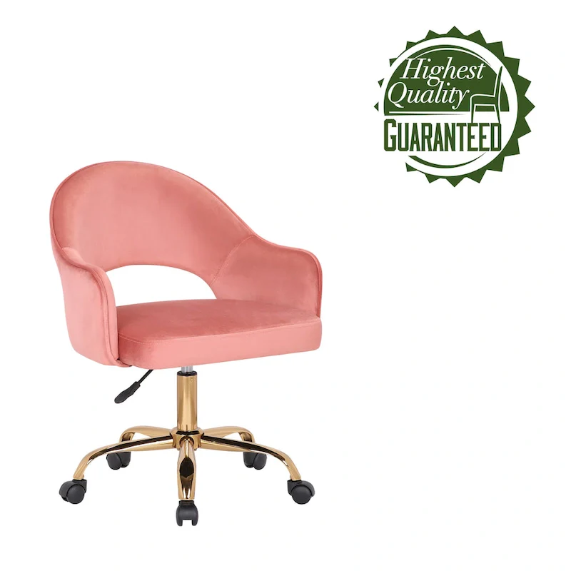 Velvet Swivel Office Chair, Golden Chrome Legs