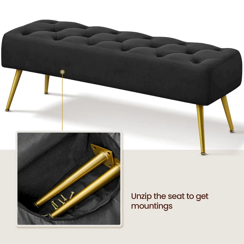 Yaheetech Upholstered Footstool Velvet Ottoman Button-Tufted Table Bench - 451617