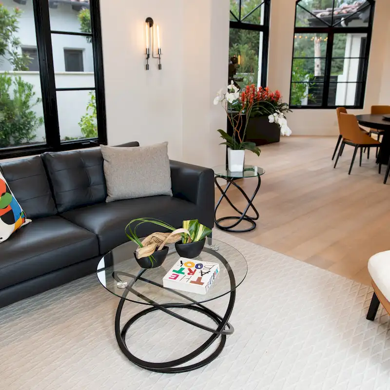 Galaxy Cross Base Tempered Glass Round Coffee Table