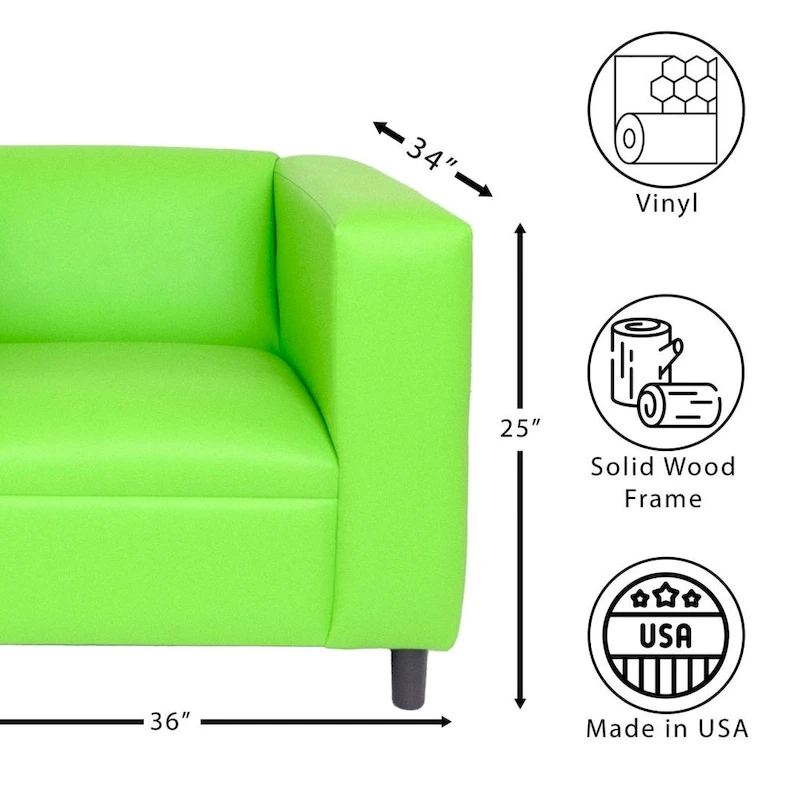 Coast to Coast Sofas Mid Century Modern Sofa Chair Faux Leather Solid Wood Frame Upholstered