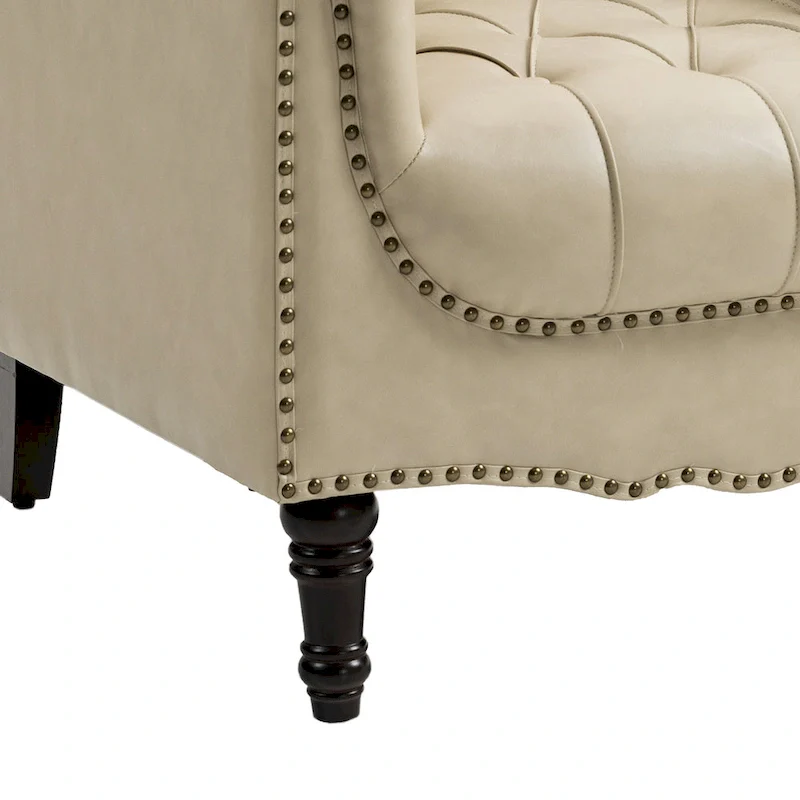 Tufted Vegan Leather Accent Chair Upholstered Armchair