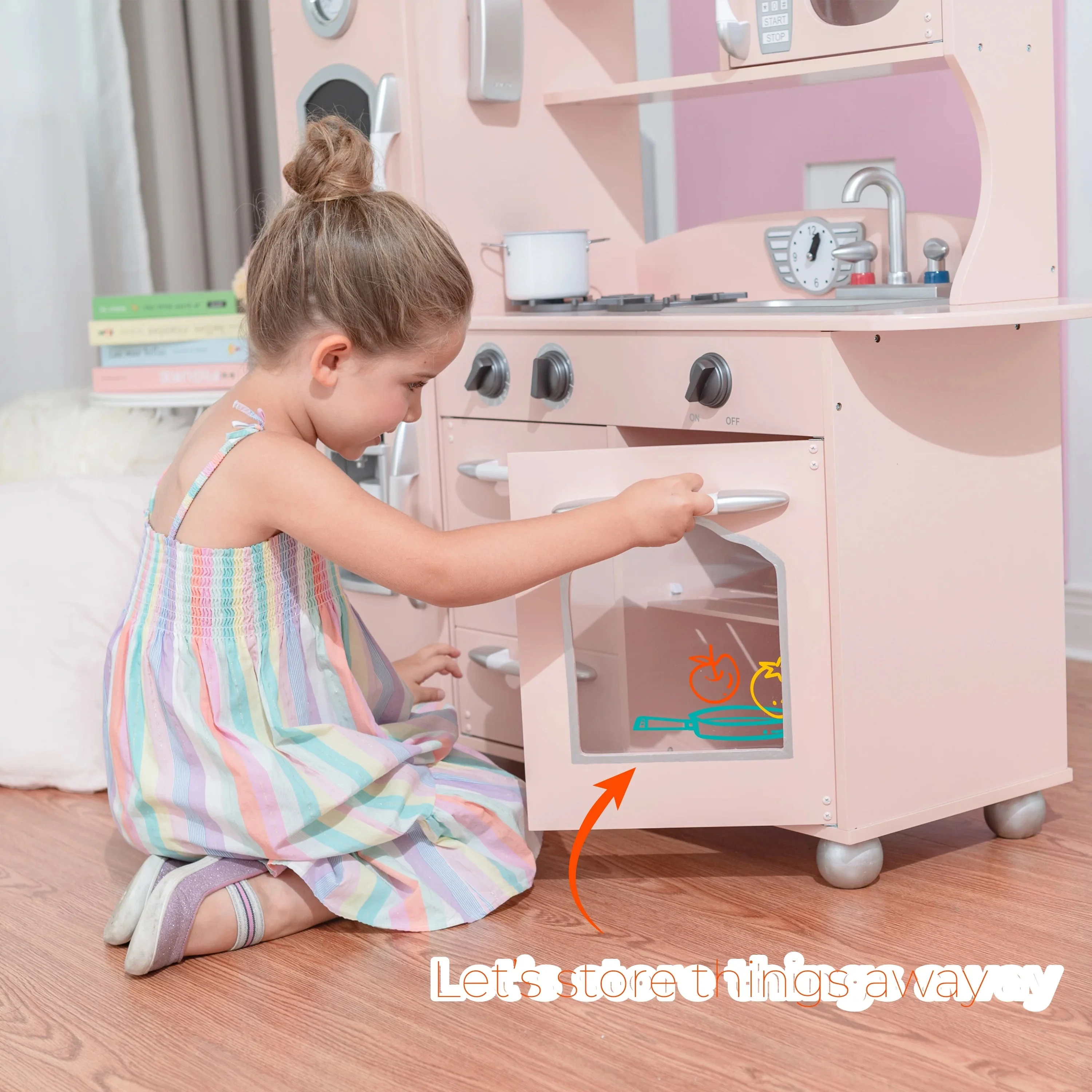 Little Chef Westchester Retro Wooden Play Kitchen, Pink