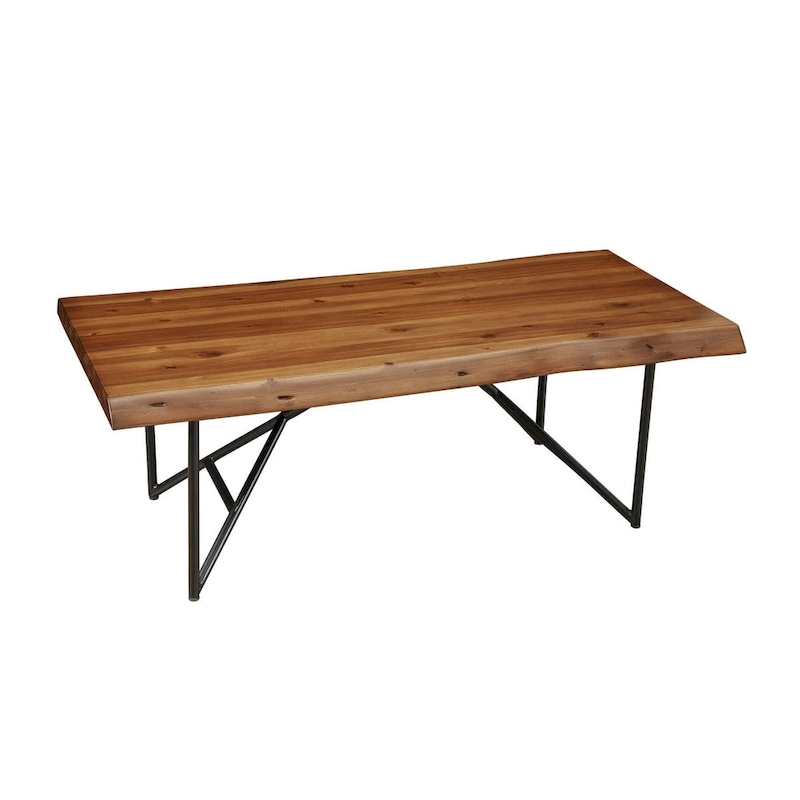Alpine Furniture Live Edge Coffee/Cocktail Table - Light Walnut - 50 Wx25.5 Dx18 H