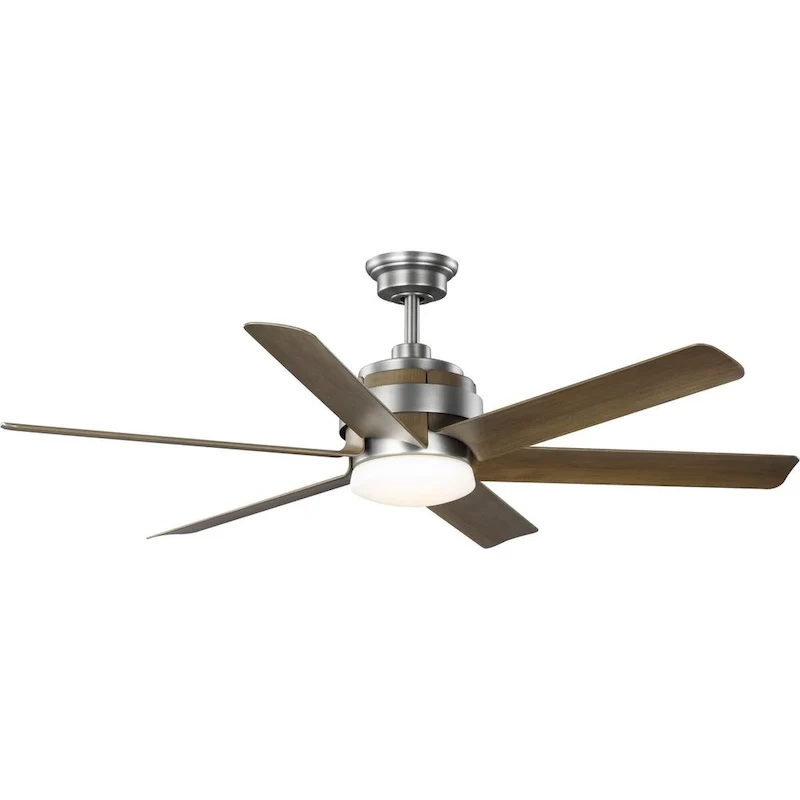 Kaysville Collection 6-Blade Chestnut 56-Inch DC Motor LED Urban Industrial Ceiling Fan - 56 in x 56 in x 17.25 in