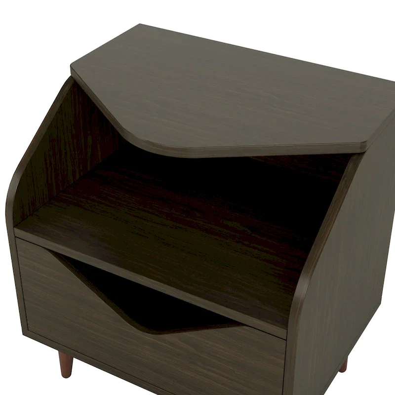 Mid-century Modern 20-inch 1-Shelf and 1-Drawer End Table by