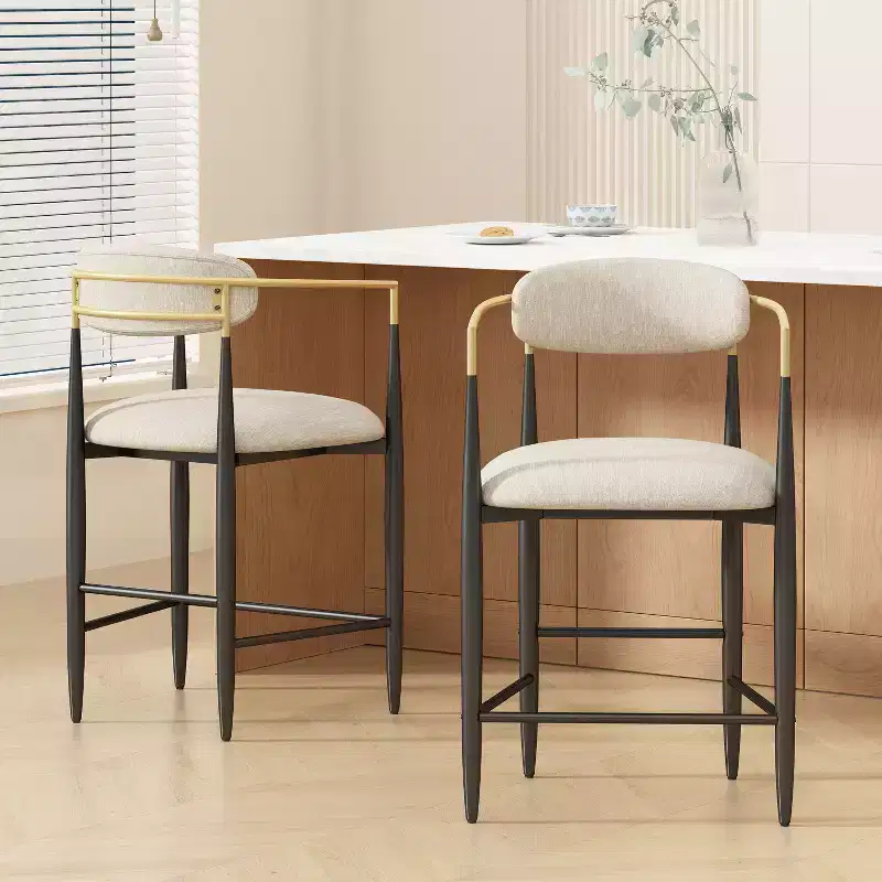 Christopher Knight Home Alger Modern Fabric Upholstered Iron 25 Inch Counter Stools (Set of 2)