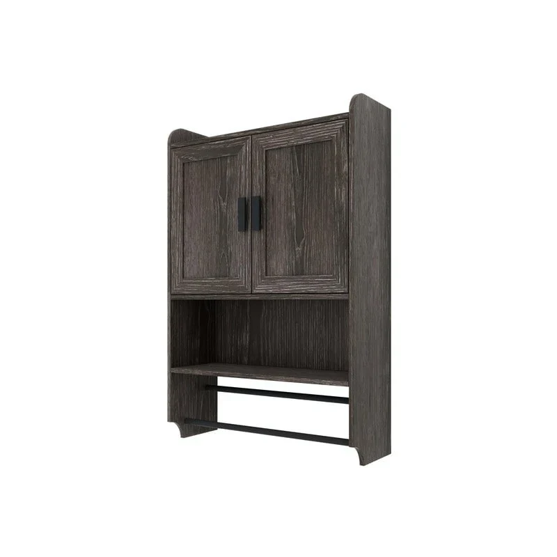 Bathroom Wall Cabinet with Adjustable Shelf, Towel Bar, and Paper Holder