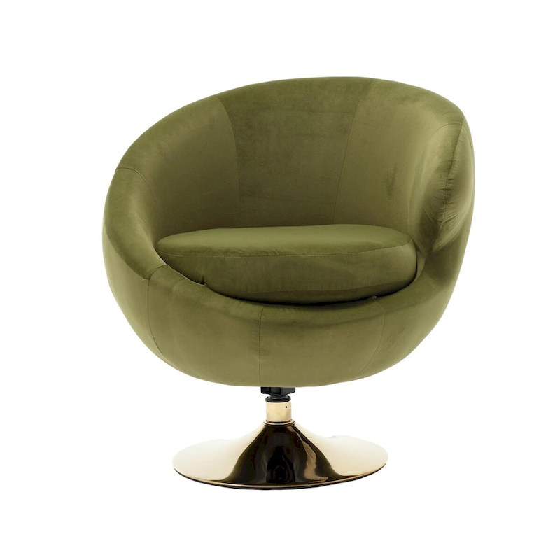 HOMEFUN Velvet 360 Degree Swivel Right Cuddle Barrel Accent Chairs